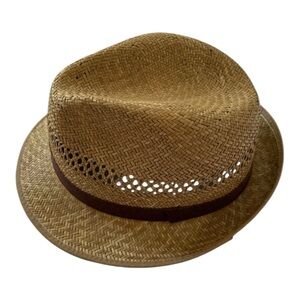 Stylish vintage Brown Straw Fedora Hat